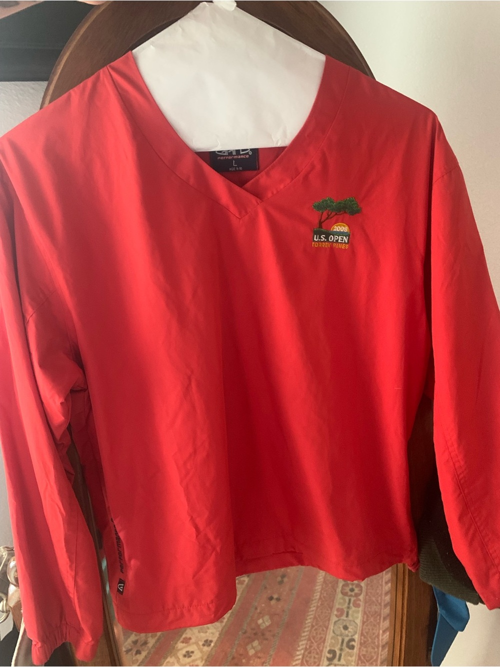 Red Kids' V-Neck Pullover Sweatshirt with Logo
